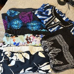 Sz M  Swimwear Bundle: 3 Bandeau Swim Tops and 2 Coverups. New Condition.